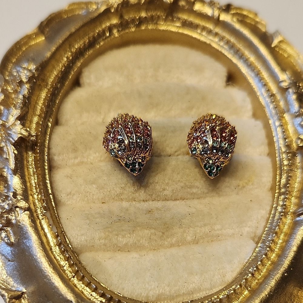 Kurt Geiger Eagle Rainbow Colorful Sparkling Crystal Gold Charm Stud Earrings 32$